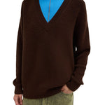 Tibi Cardigan Stitch V Neck with Removable Dickie - Vermillion
