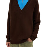 Tibi Cardigan Stitch V Neck with Removable Dickie - Vermillion