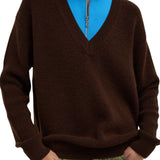 Tibi Cardigan Stitch V Neck with Removable Dickie - Vermillion