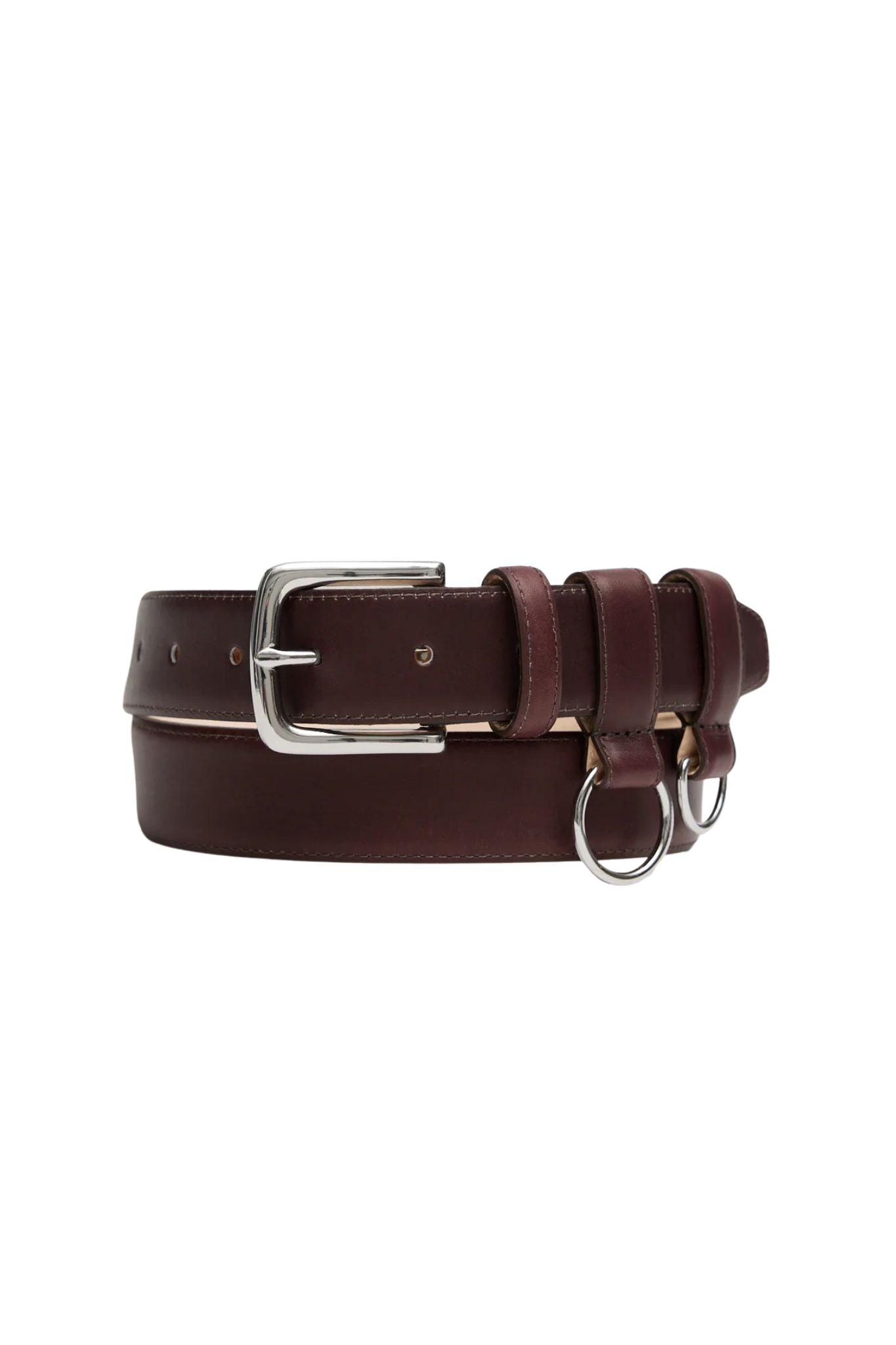 Tibi Classic Ring Hardware Leather Belt - Vermillion