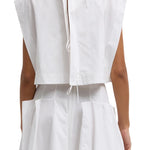 Tibi Compact Eco Poplin Cropped Square Top - Vermillion