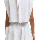 Tibi Compact Eco Poplin Cropped Square Top - Vermillion