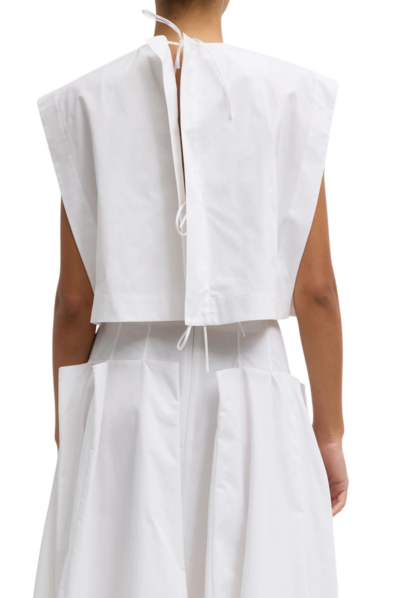 Tibi Compact Eco Poplin Cropped Square Top - Vermillion