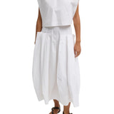 Tibi Compact Eco Poplin Cropped Square Top - Vermillion