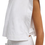 Tibi Compact Eco Poplin Cropped Square Top - Vermillion