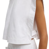 Tibi Compact Eco Poplin Cropped Square Top - Vermillion