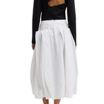 Tibi Compact Eco Poplin Pinched Pleat Full Skirt White - Vermillion