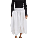 Tibi Compact Eco Poplin Pinched Pleat Full Skirt White - Vermillion
