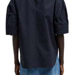 Tibi Compact Eco Poplin Reverse Sleeve Top - Vermillion