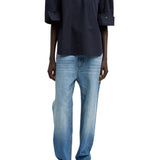 Tibi Compact Eco Poplin Reverse Sleeve Top - Vermillion
