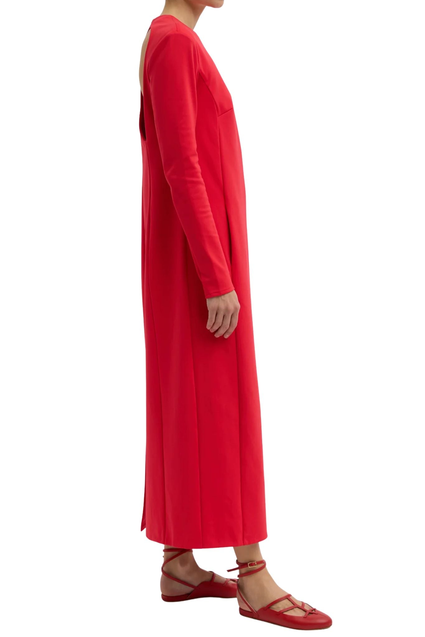Tibi Compact Ultra Stretch Knit Dress With Cut Out Back - Vermillion