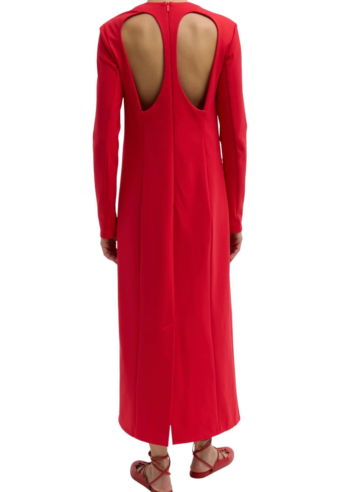 Tibi Compact Ultra Stretch Knit Dress With Cut Out Back - Vermillion