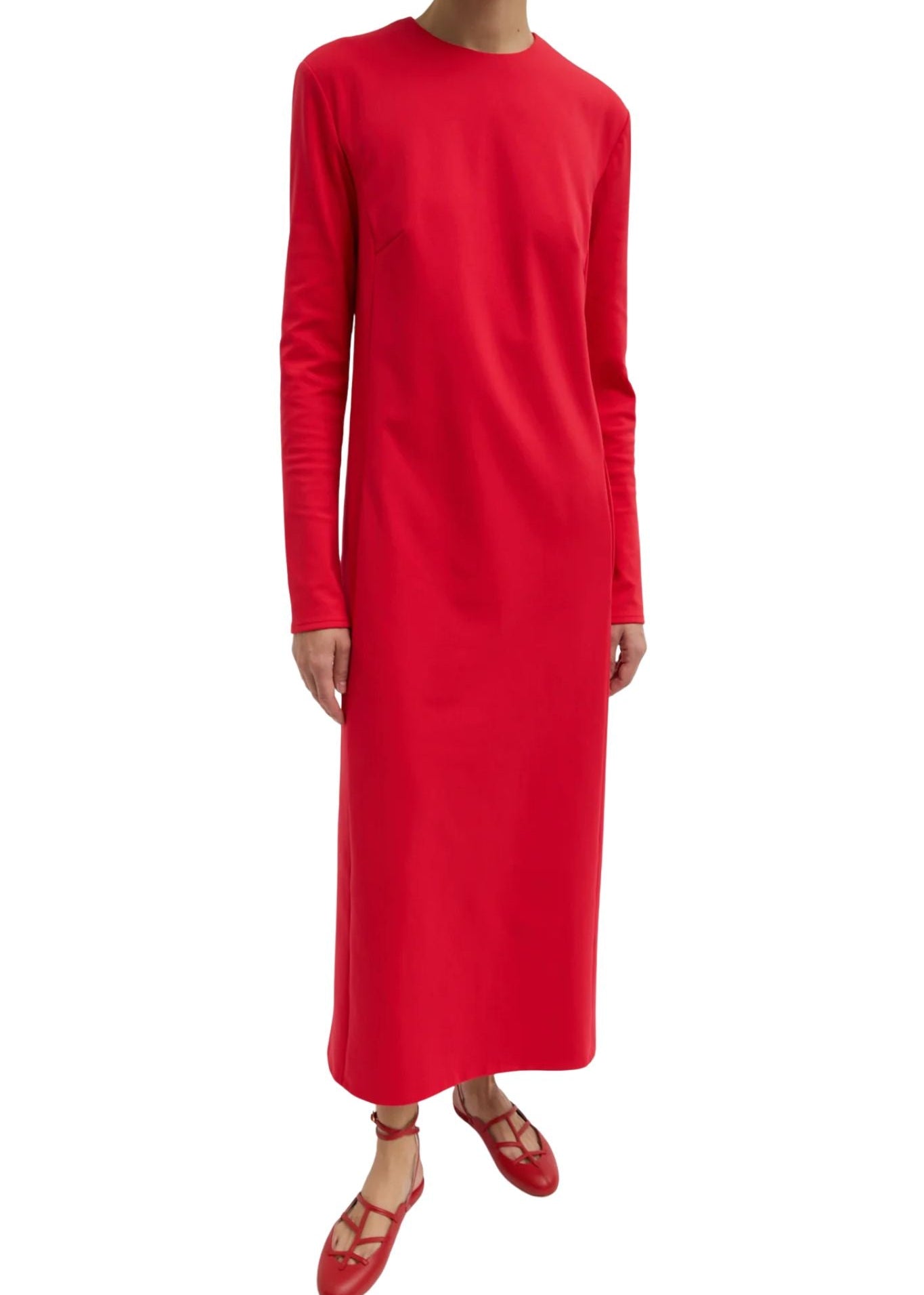 Tibi Compact Ultra Stretch Knit Dress With Cut Out Back Vermillion Tibi Compact Ultra Stretch Knit Dress With Cut Out Back Vermillion
