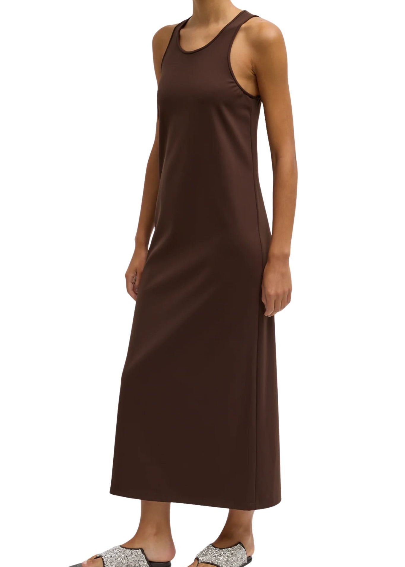 Tibi Compact Ultra Stretch Knit Sleeveless Dress Brown - Vermillion