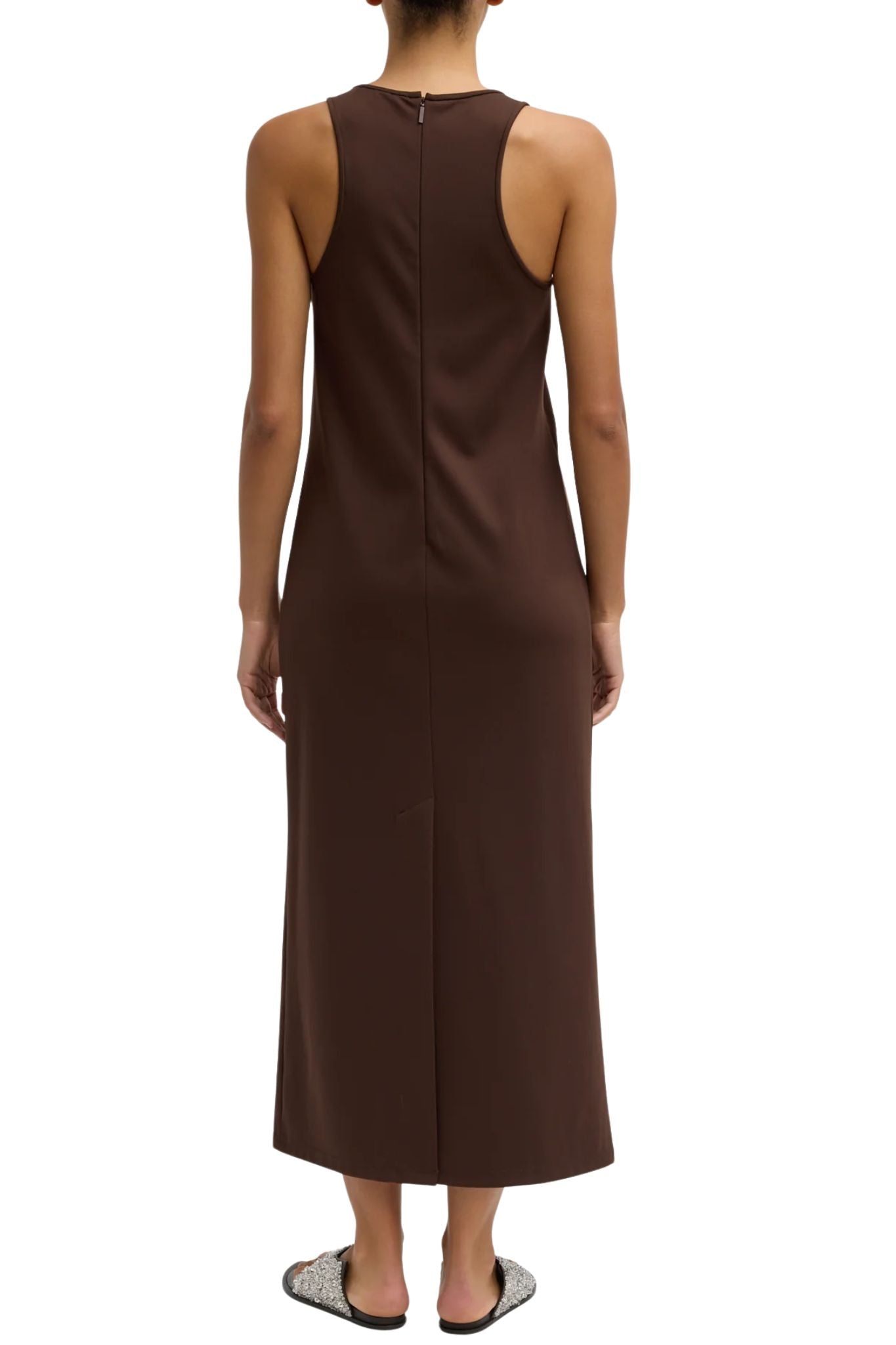 Tibi Compact Ultra Stretch Knit Sleeveless Dress Brown - Vermillion