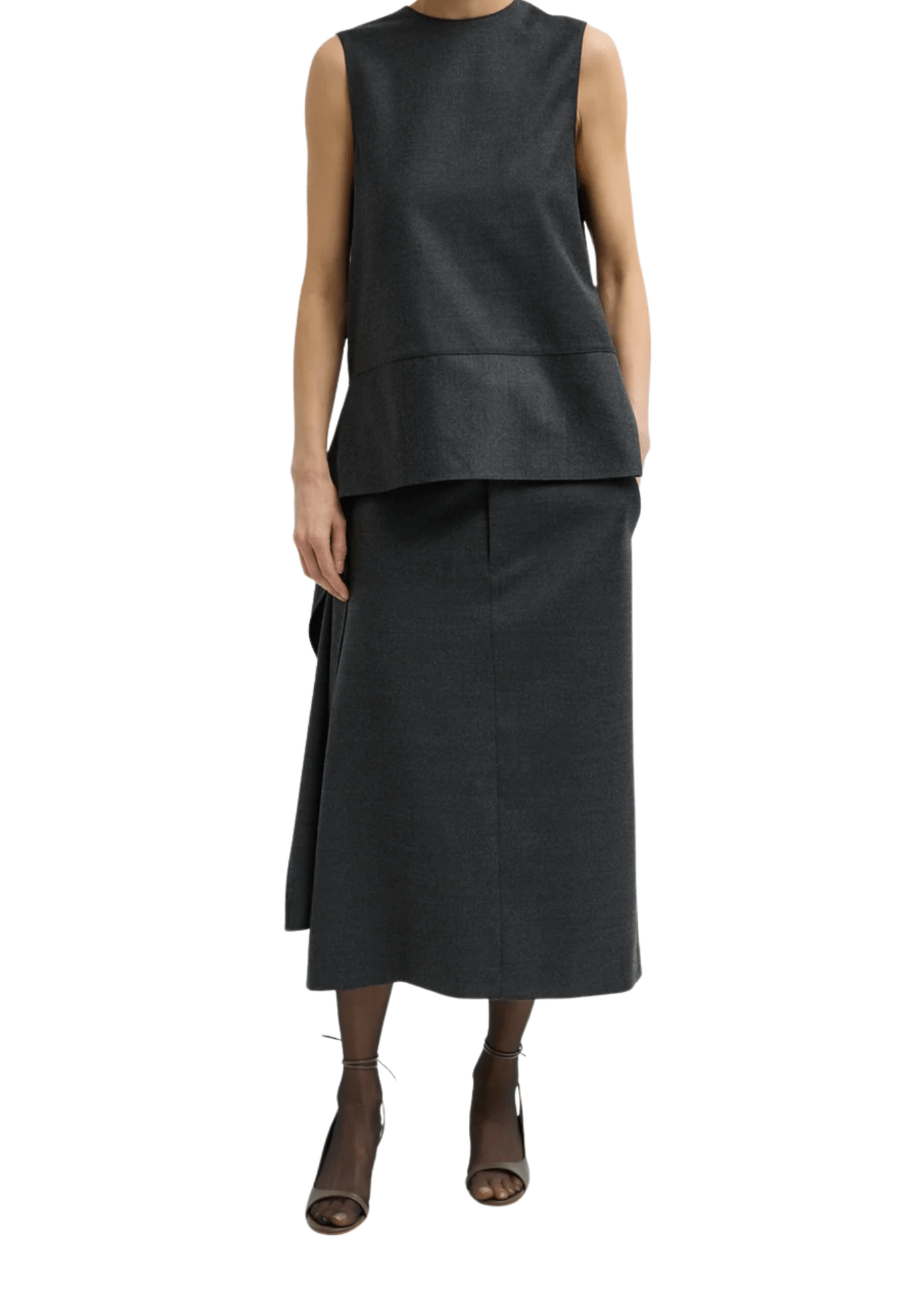 Tibi Cozy Flannel Asymmetrical Sleeveless Top - Vermillion