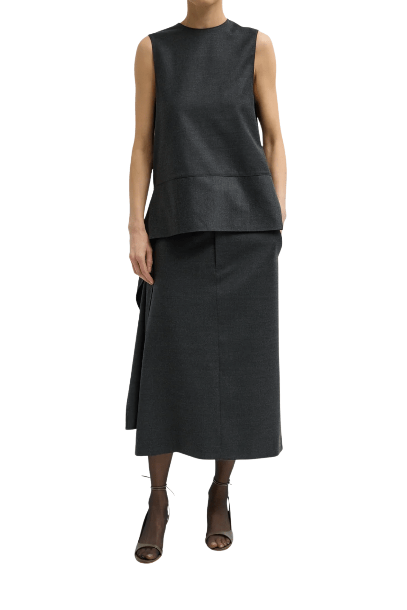 Tibi Cozy Flannel Asymmetrical Sleeveless Top - Vermillion