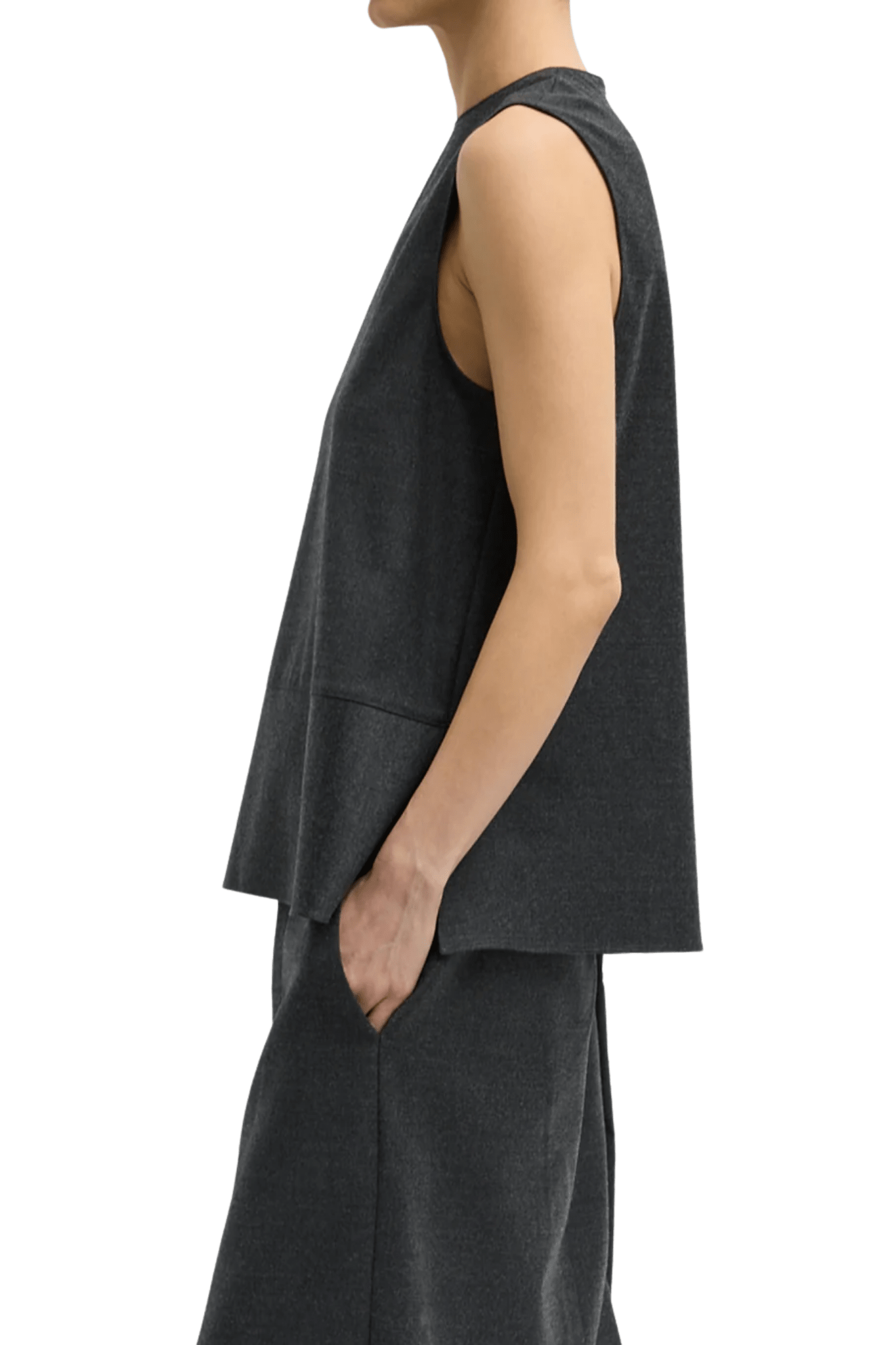 Tibi Cozy Flannel Asymmetrical Sleeveless Top - Vermillion