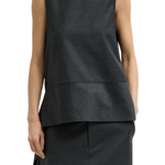 Tibi Cozy Flannel Asymmetrical Sleeveless Top - Vermillion