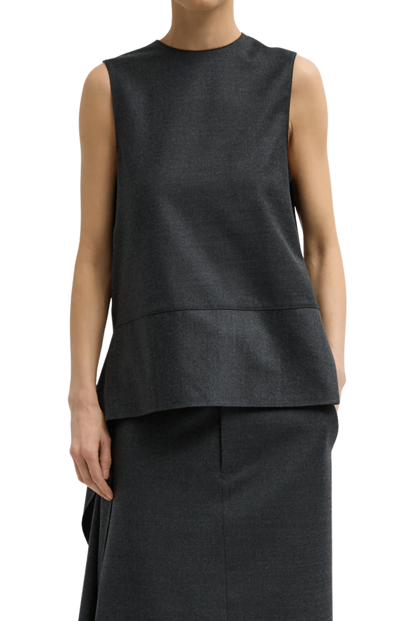 Tibi Cozy Flannel Asymmetrical Sleeveless Top - Vermillion