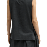 Tibi Cozy Flannel Asymmetrical Sleeveless Top - Vermillion