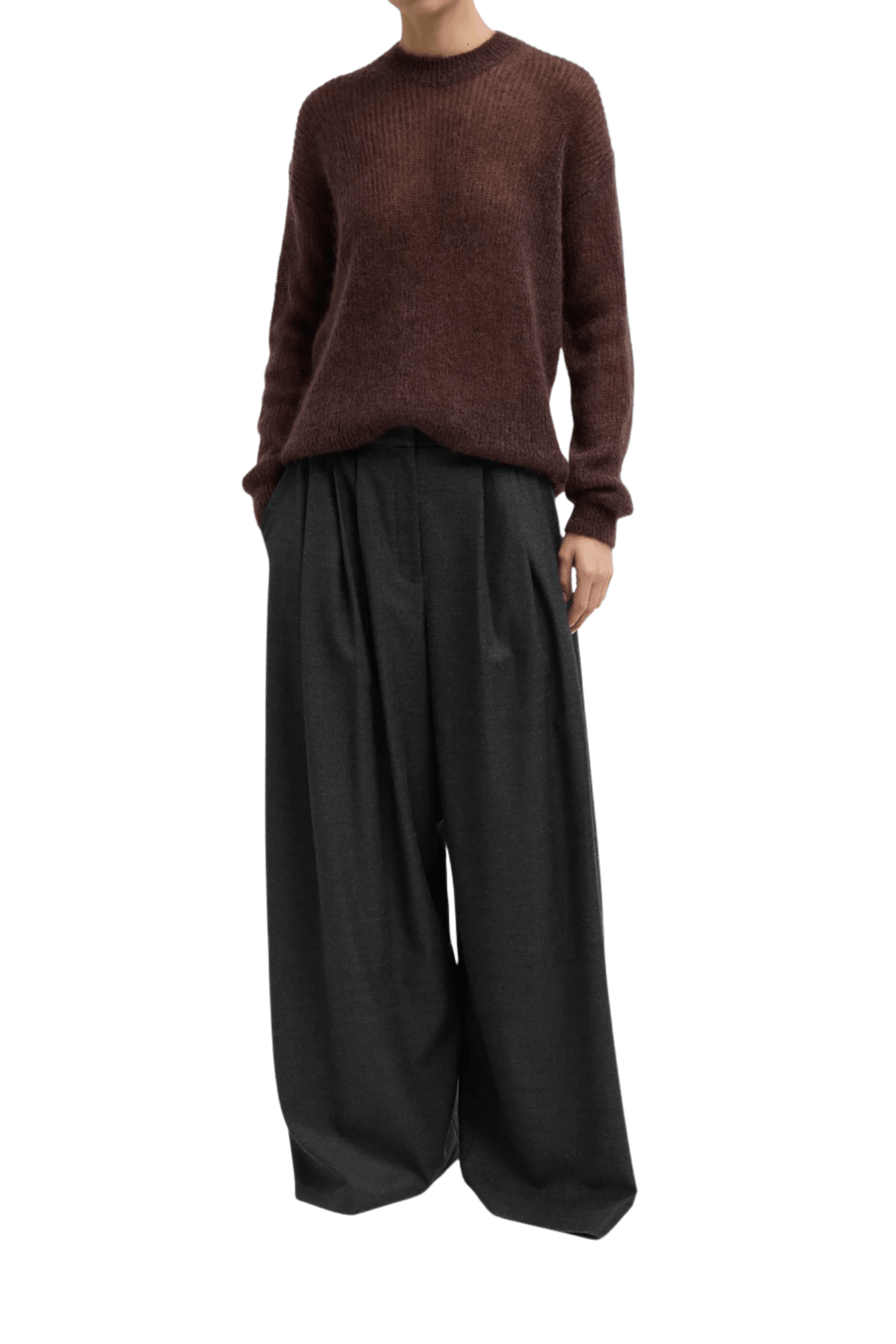 Tibi Cozy Flannel Triple Pleat Pant - Vermillion