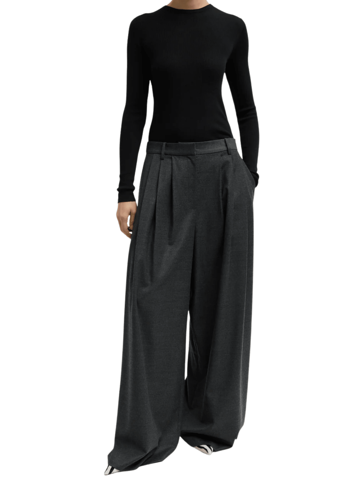Tibi Cozy Flannel Triple Pleat Pant - Vermillion