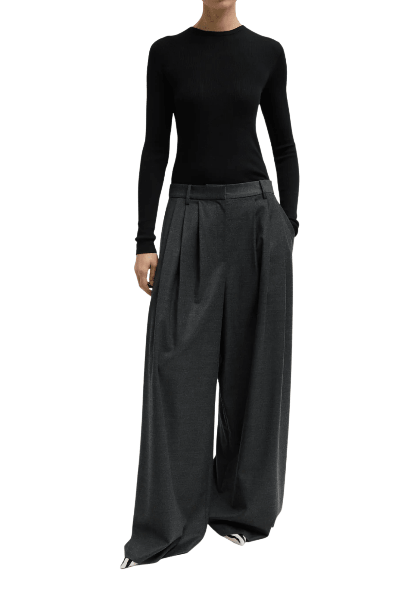 Tibi Cozy Flannel Triple Pleat Pant - Vermillion