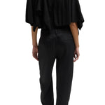 Tibi Creased Acetate Drape Cape Tie Top - Vermillion
