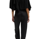 Tibi Creased Acetate Drape Cape Tie Top - Vermillion