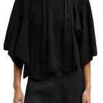 Tibi Creased Acetate Drape Cape Tie Top - Vermillion