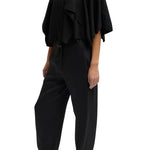 Tibi Creased Acetate Drape Cape Tie Top - Vermillion