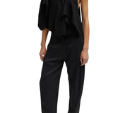 Tibi Creased Acetate Drape Cape Tie Top - Vermillion