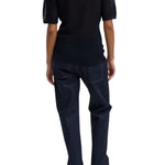 Tibi Crochet Netting Slim Polo Navy - Vermillion