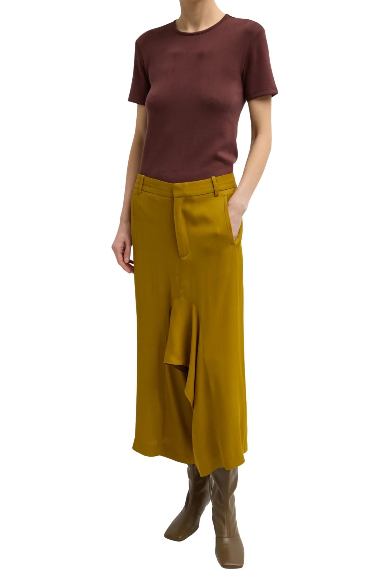Tibi Eco Acetate Viscose Front Drape Culotte - Vermillion