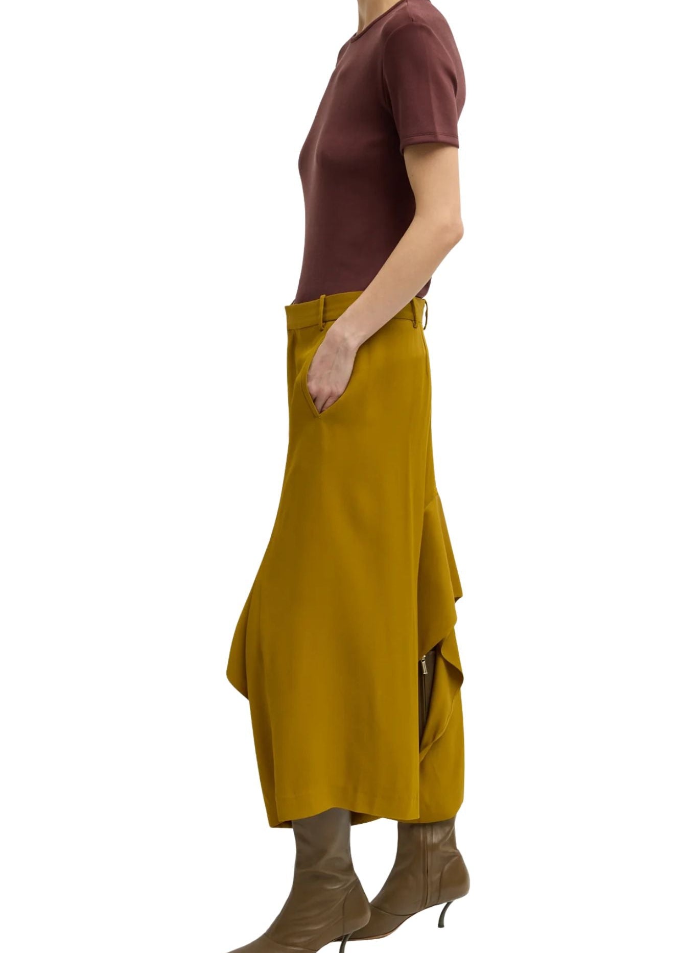Tibi Eco Acetate Viscose Front Drape Culotte - Vermillion