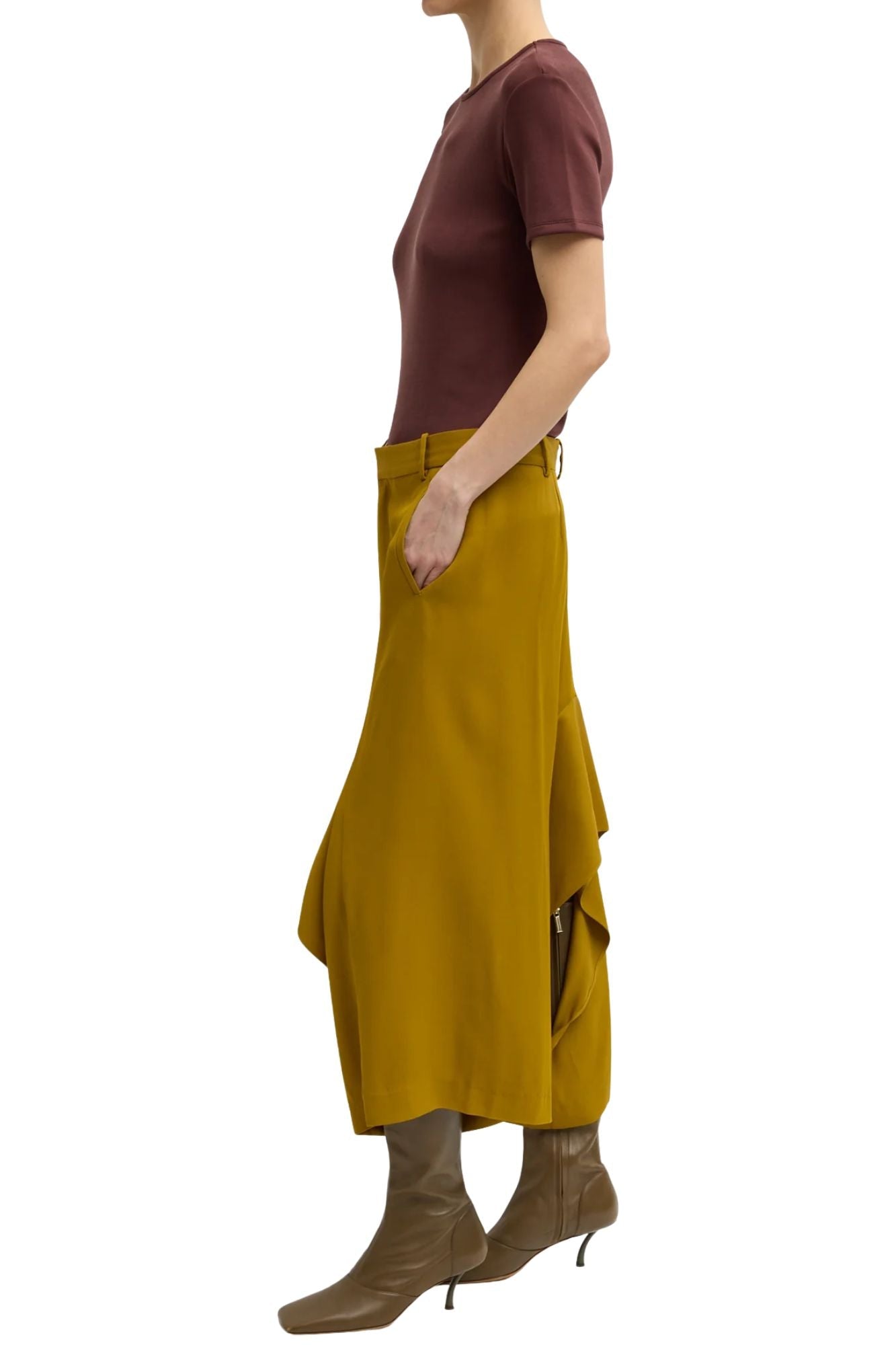 Tibi Eco Acetate Viscose Front Drape Culotte - Vermillion