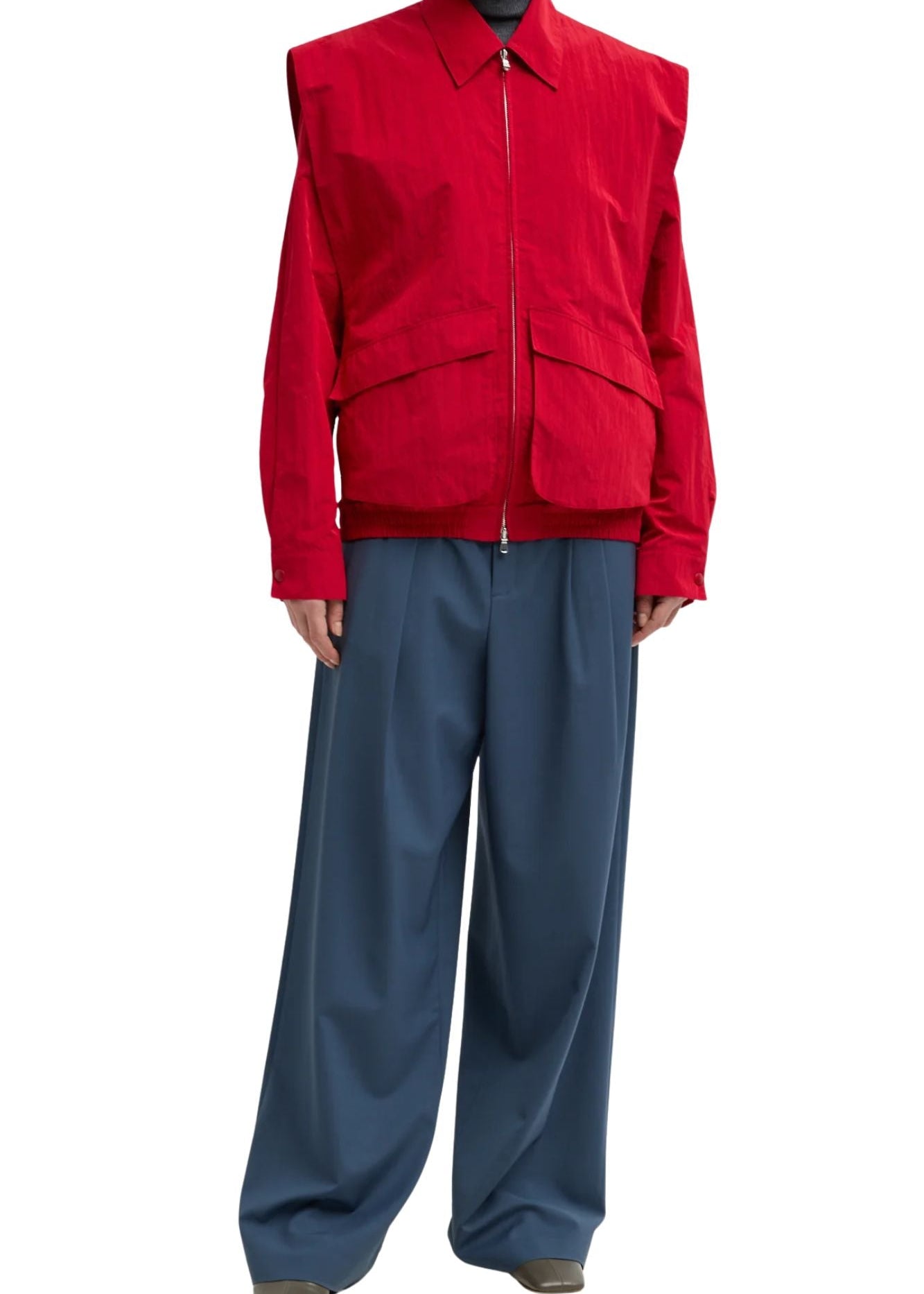 Tibi Fall Nylon Snap Bomber - Vermillion
