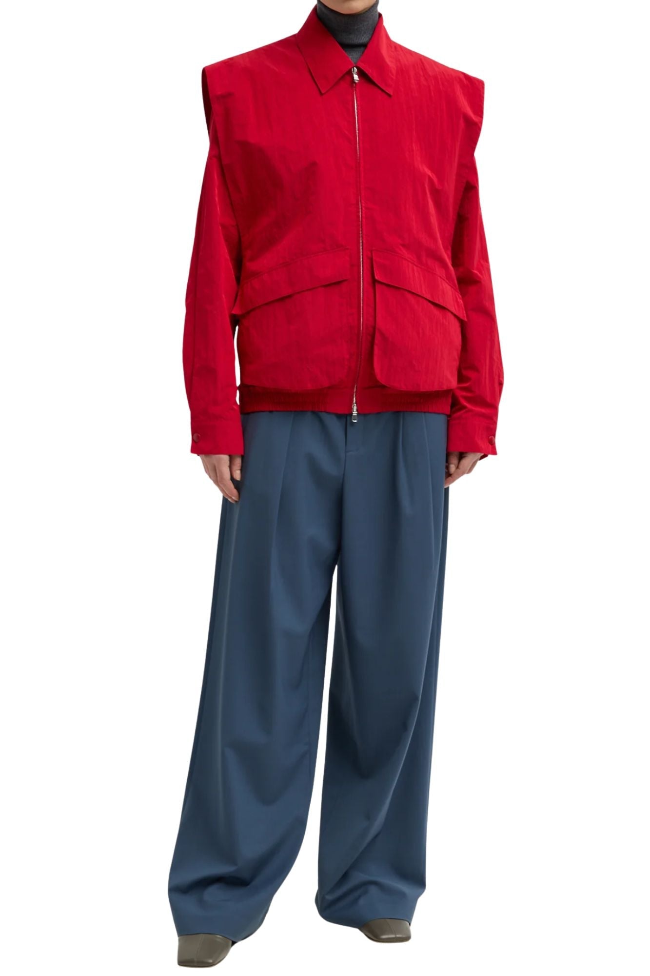 Tibi Fall Nylon Snap Bomber - Vermillion