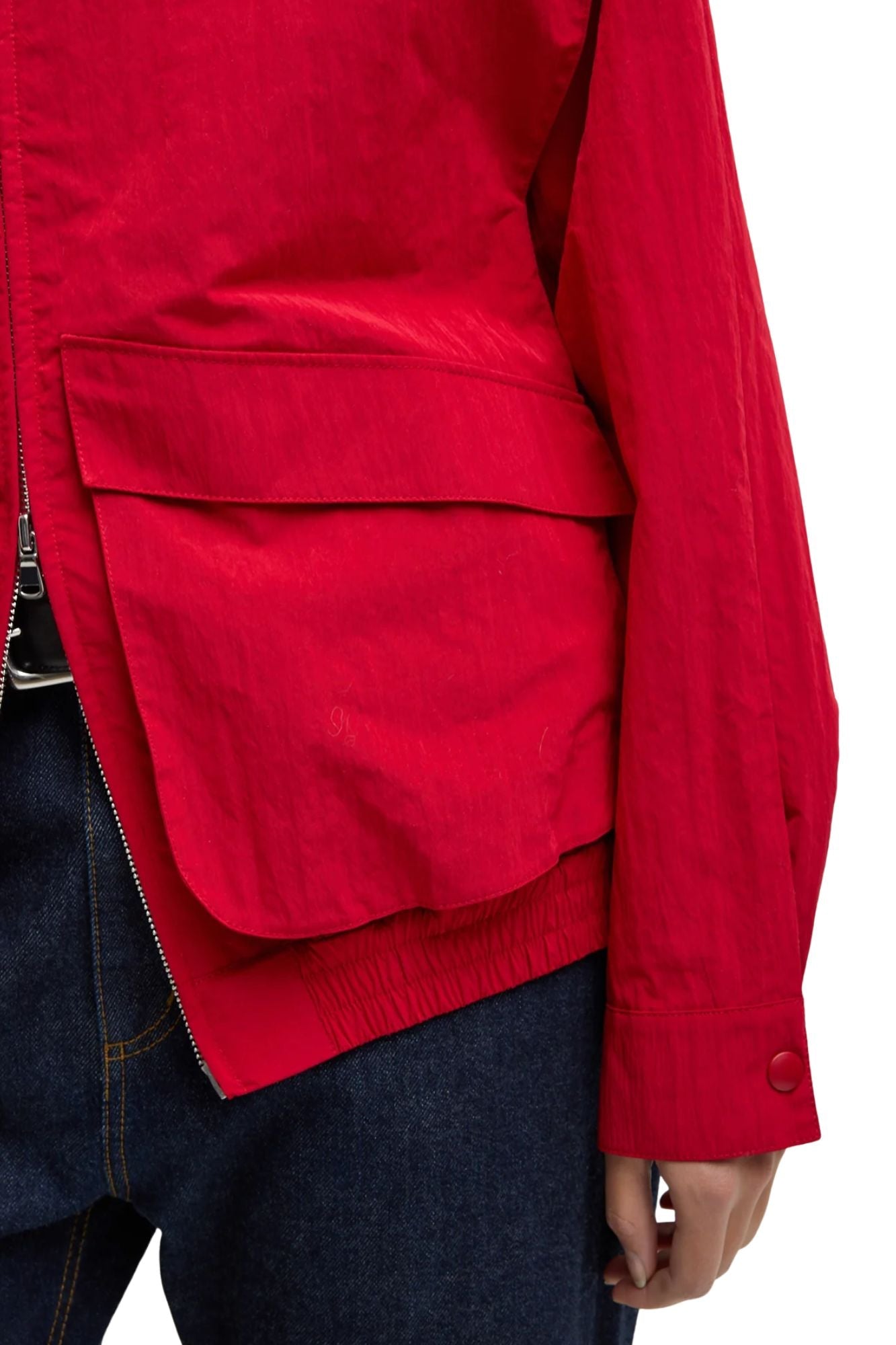 Tibi Fall Nylon Snap Bomber - Vermillion
