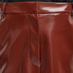 Tibi Faux Patent Leather Sculpted Silke Skirt - Vermillion