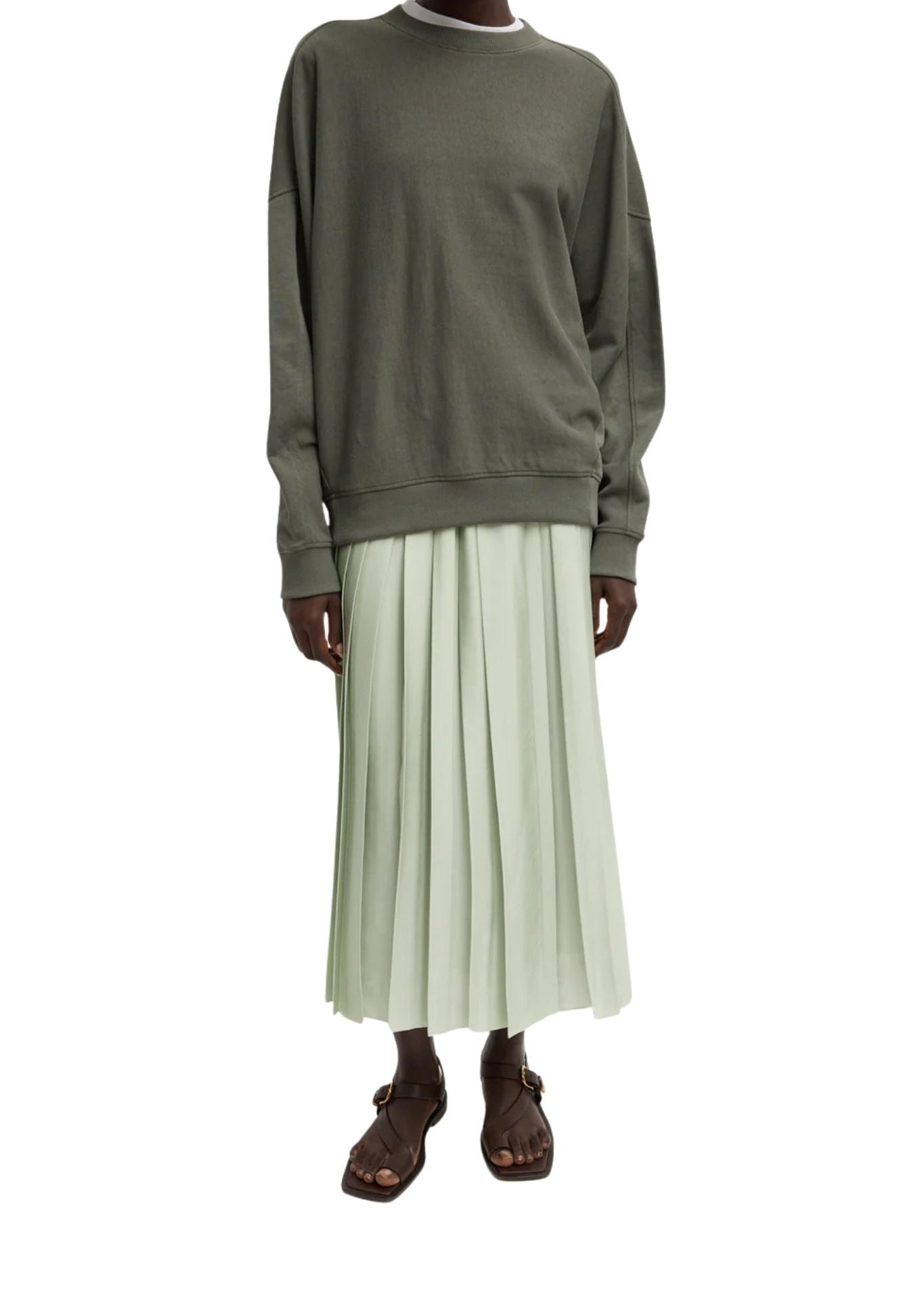 Tibi Feather Weight Pleated Pull on Skirt - Vermillion