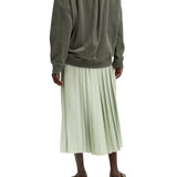 Tibi Feather Weight Pleated Pull on Skirt - Vermillion