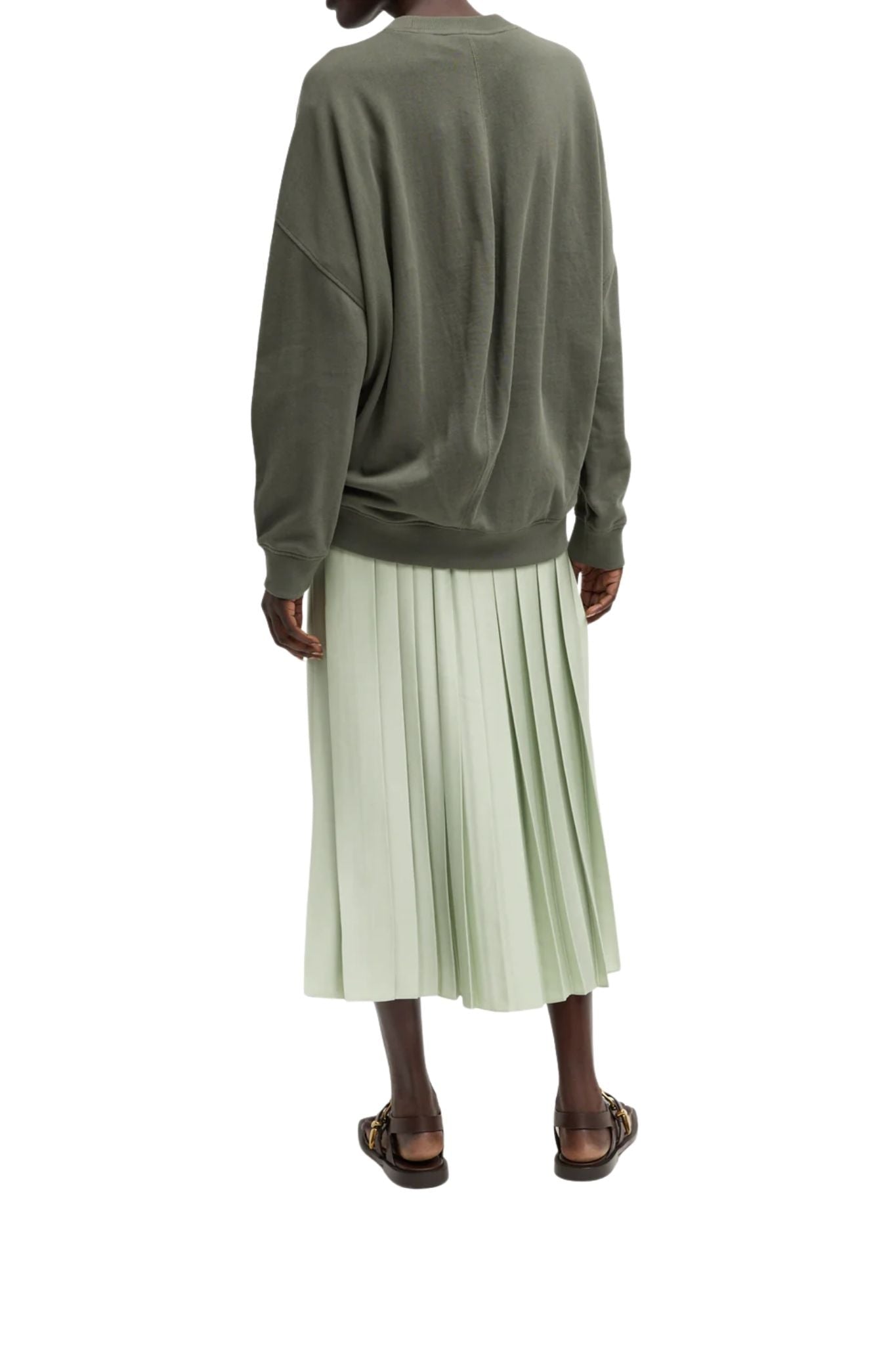 Tibi Feather Weight Pleated Pull on Skirt - Vermillion