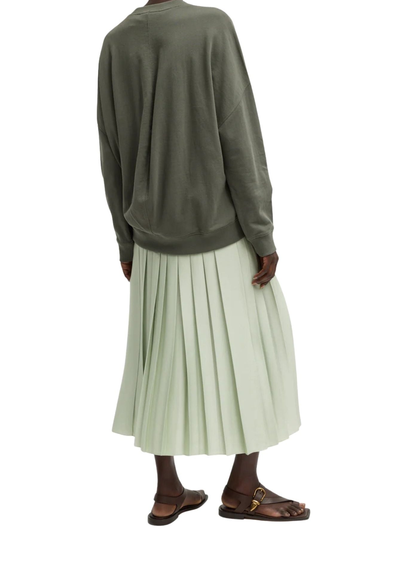 Tibi Feather Weight Pleated Pull on Skirt - Vermillion