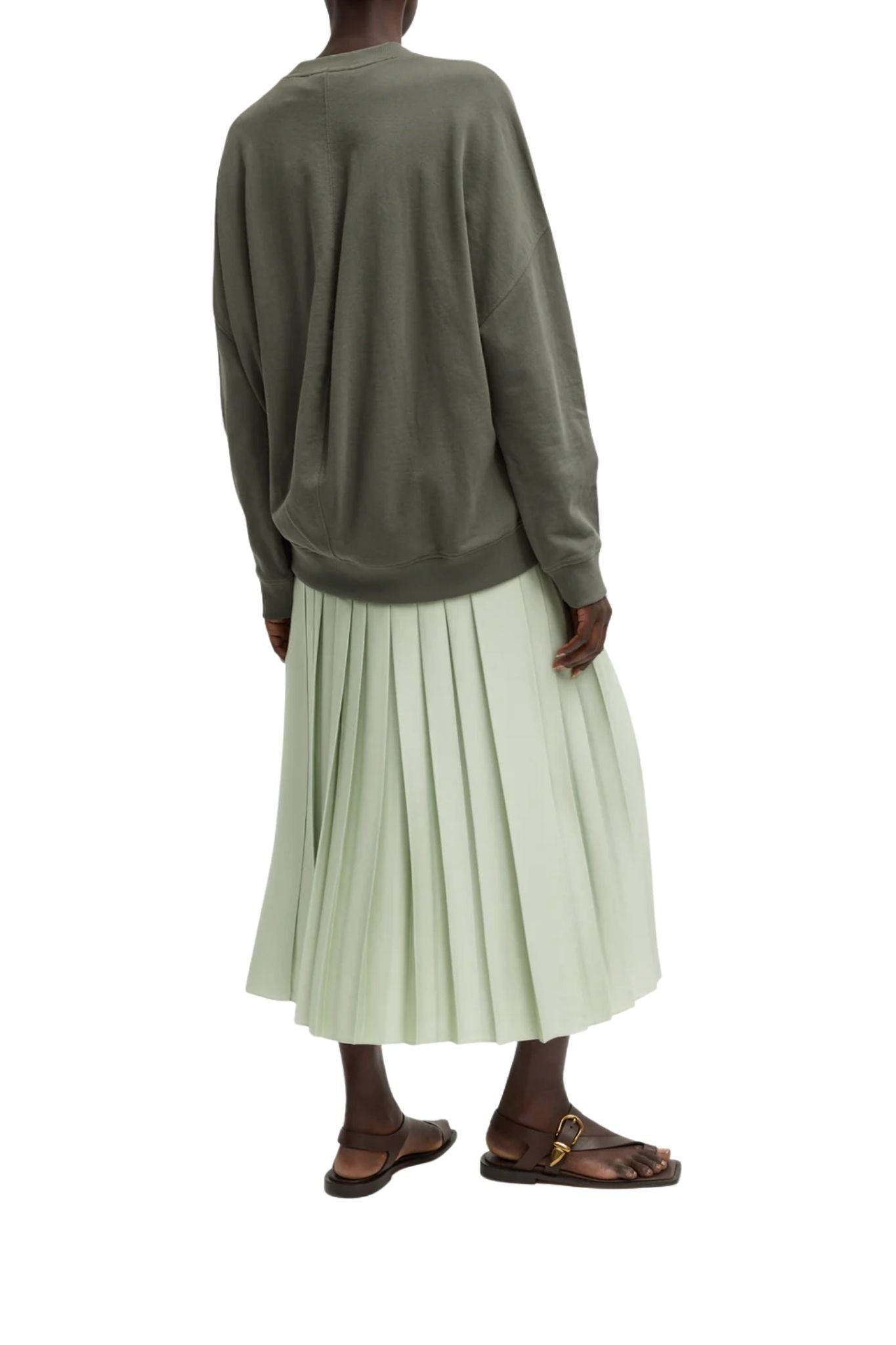 Tibi Feather Weight Pleated Pull on Skirt - Vermillion