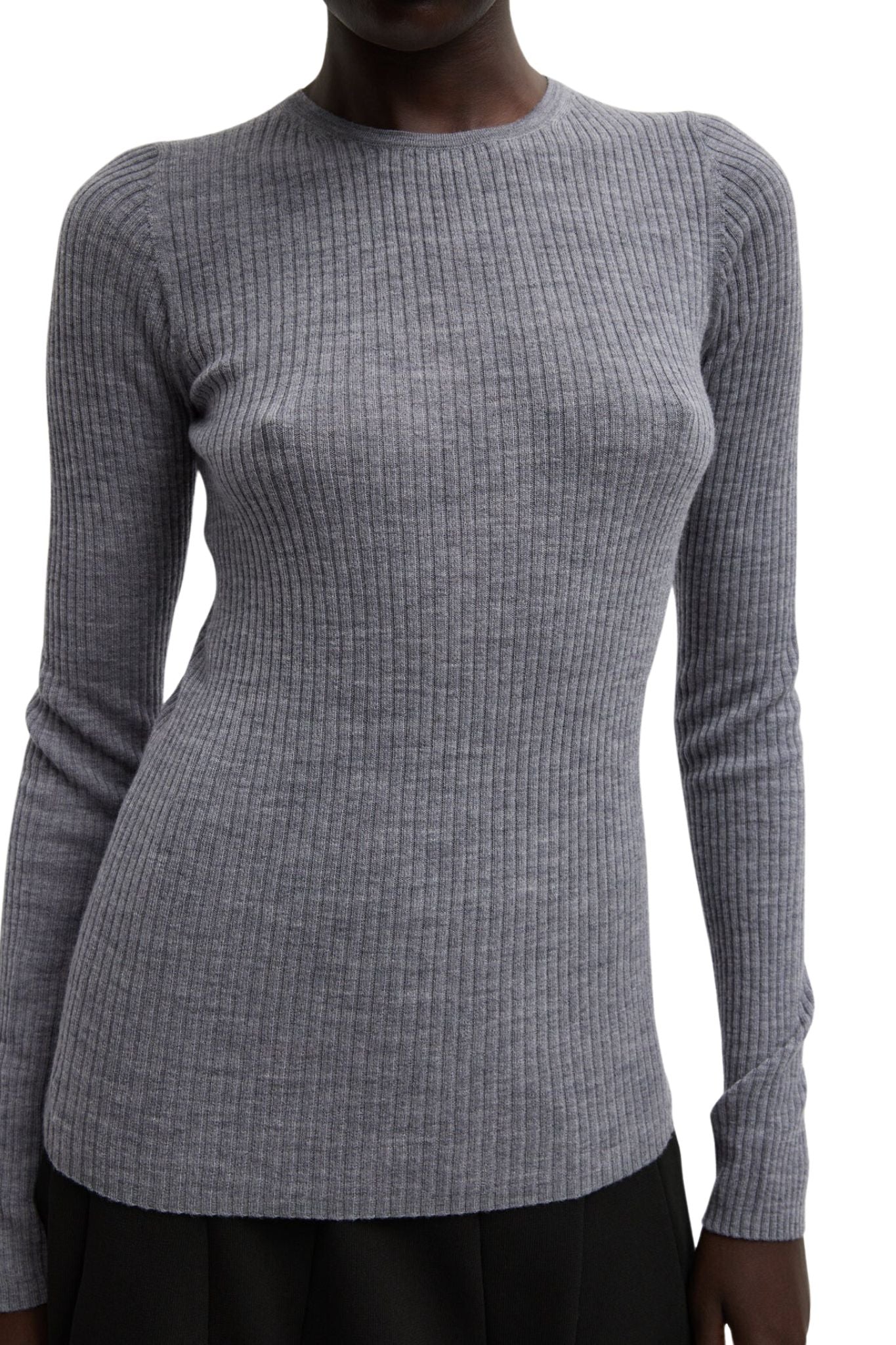 Tibi Feather Weight Ribbed Crewneck Pullover - Vermillion