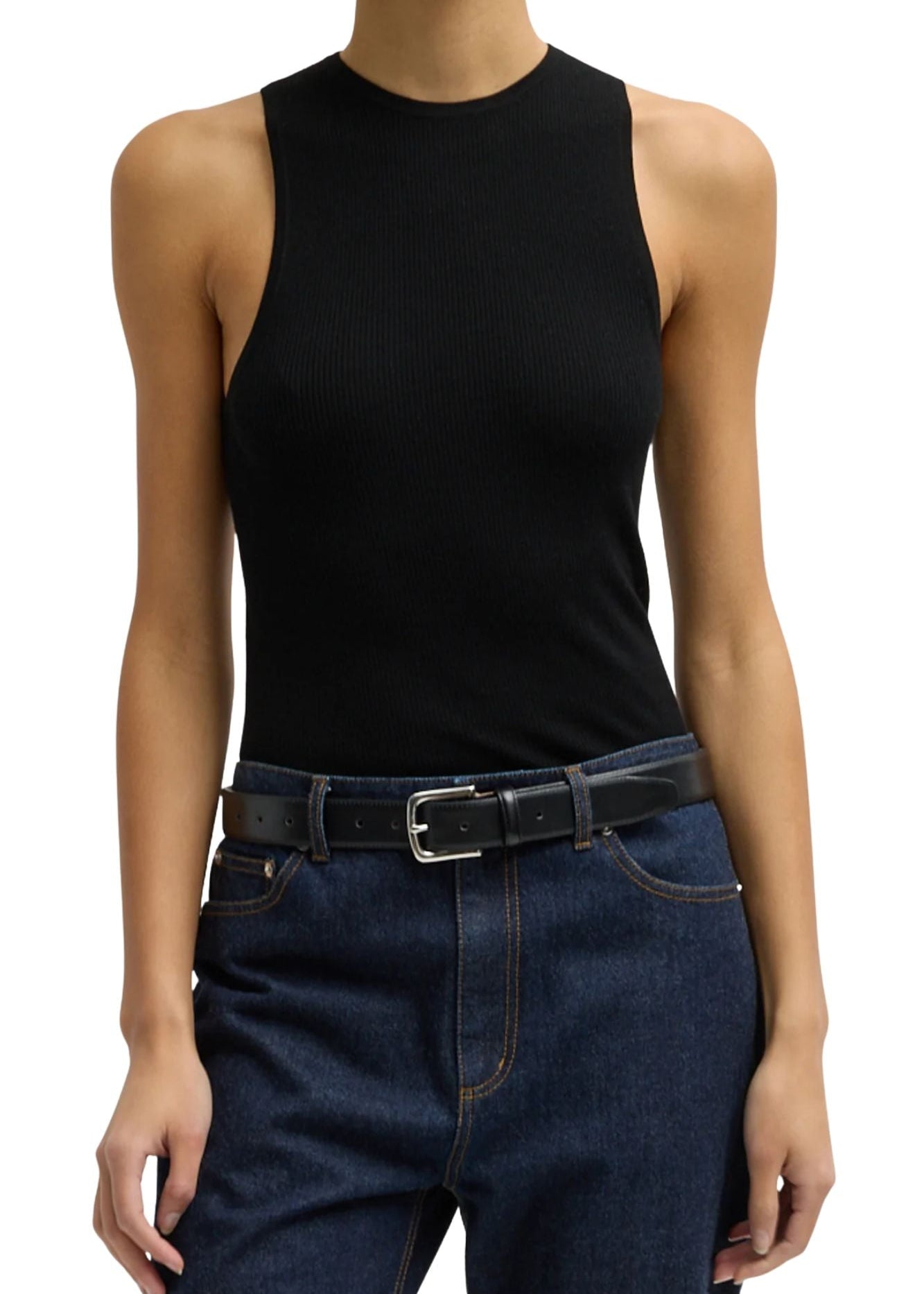 Tibi Featherweight Ribbed Cutout Tank - Vermillion