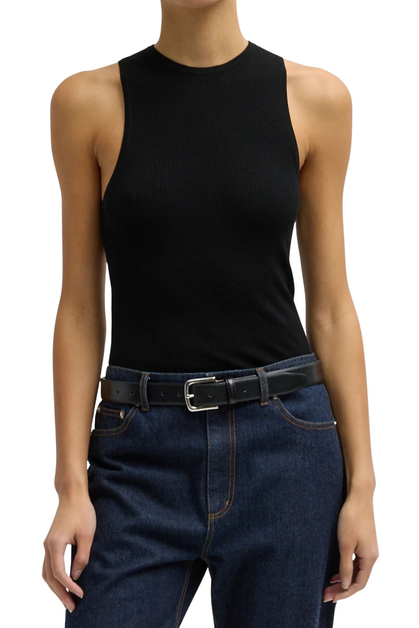 Tibi Featherweight Ribbed Cutout Tank - Vermillion