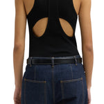 Tibi Featherweight Ribbed Cutout Tank - Vermillion